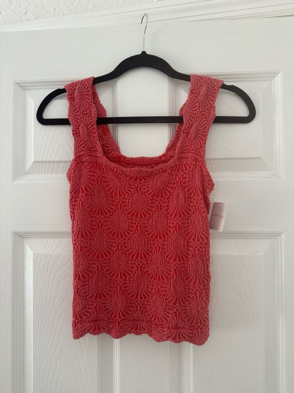 Free People Textured Sleeveless Tank Top - Coral Pink
